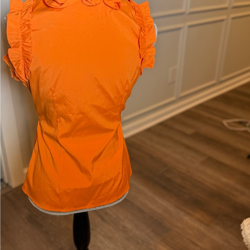 Orange Ruffled Sleeveless Top - Picture 5 of 13